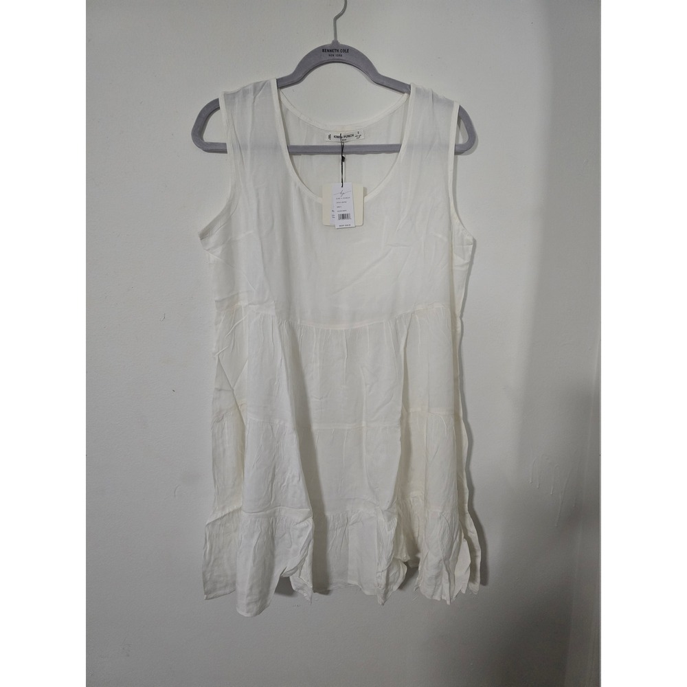 Kiwi + Punch Miami White Tiered Sleeveless Scoop Neck Mini Dress LSD7597 Small